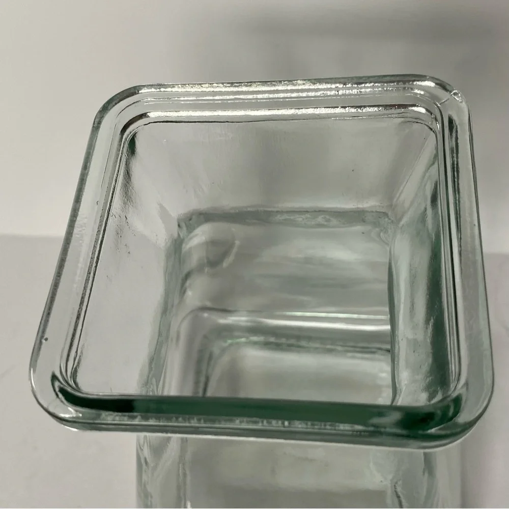 Glass Bulb Vase Square Clear With Flared Top 5” Tall EUC Flower Floral Flared